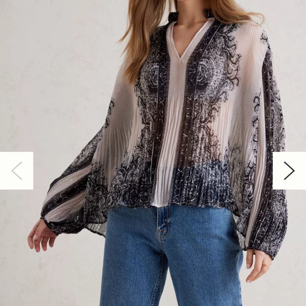 Anthropologie Sheer Pleaded Blouse